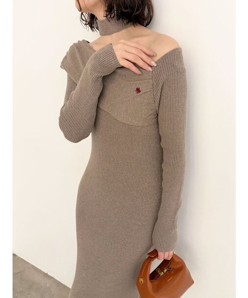 【POLO BCSコラボ】オフショルチョーカーニットワンピース