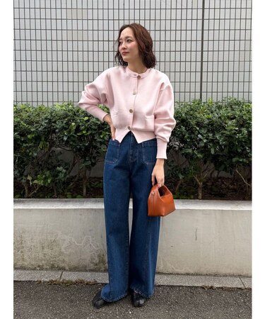 パッチポケットセミワイドデニムパンツ