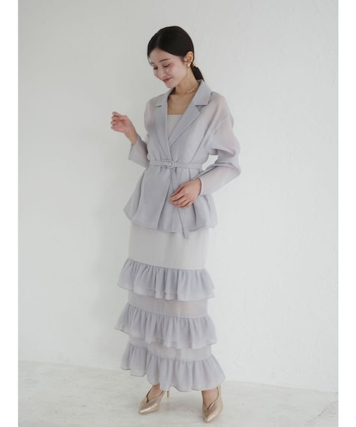 LADYシアージャケット×ティアードキャミワンピース