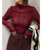 バックリボンレースカットソートップス