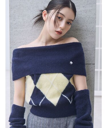 【POLO BCSコラボ】アーガイルオフショルニットプルオーバー