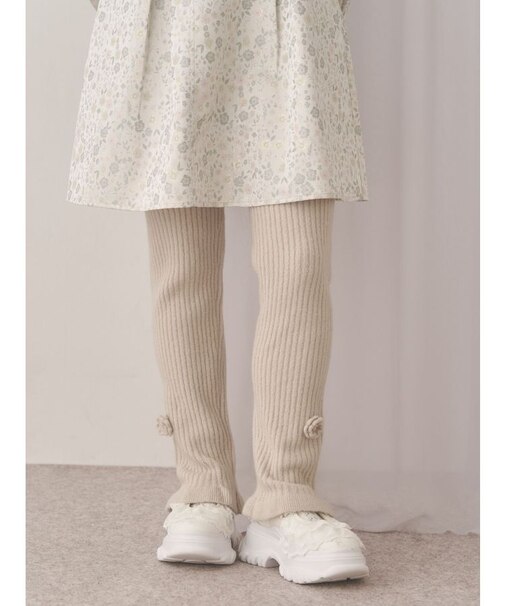 お花のリブニットパンツ