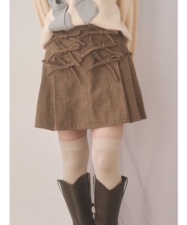 リボンリボンプリーツミニスカート