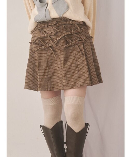 リボンリボンプリーツミニスカート