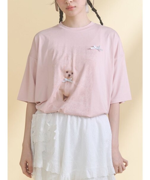 ribbon dog collage tee
