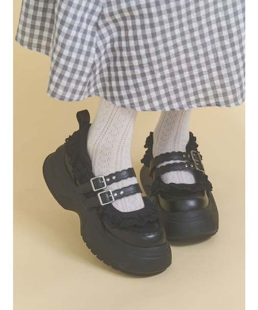 frill mary jane metal sneakers