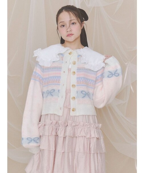 flower ribbonニットカーデイガン