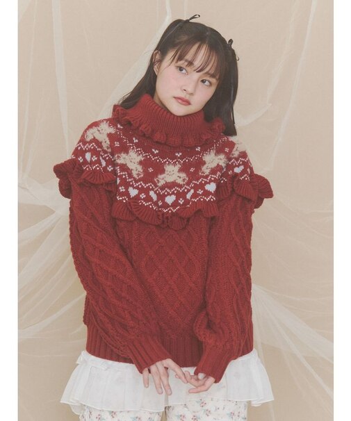 bear yoke knit tops