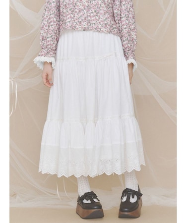 lace ribbonギャザースカート