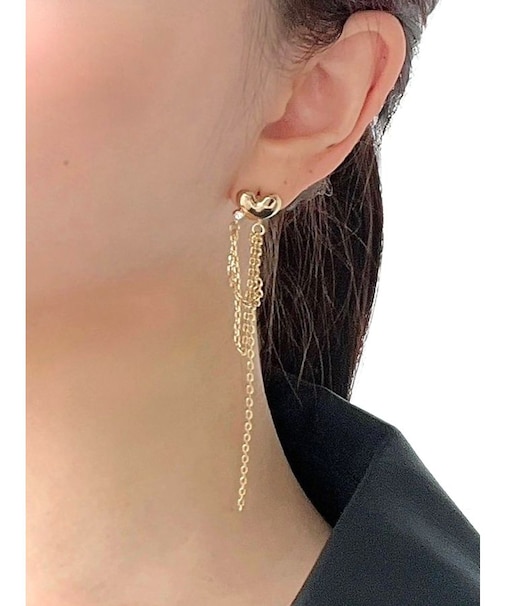 ハートチェーンピアス