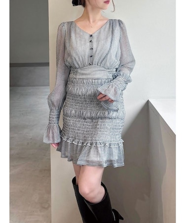 シャーリングシアーミニワンピース