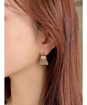 メタルビーズフープピアス