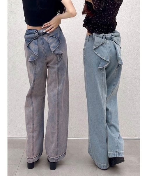 バックリボンデニムパンツ