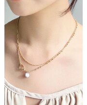 2連チェーンポイントストーンネックレス
