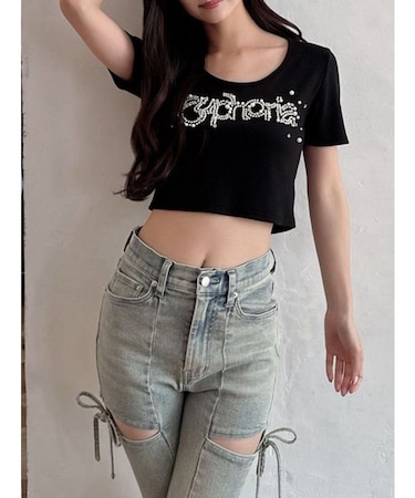 デコラティブクロップドTシャツ