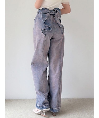 バックリボンデニムパンツ