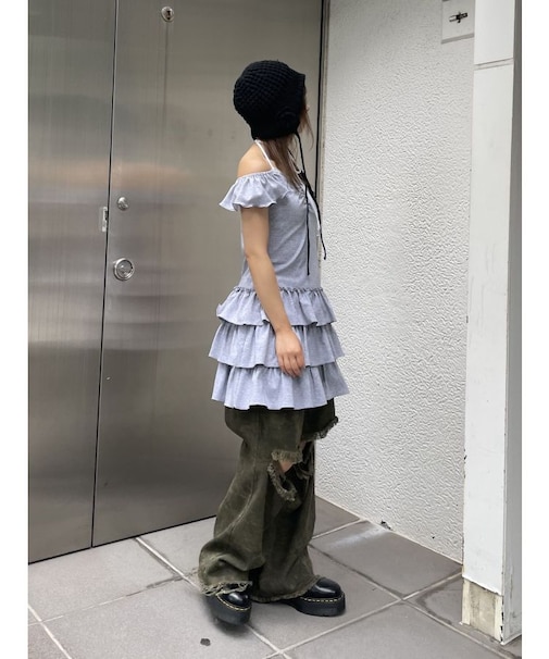 フレンチスリーブフリルワンピース