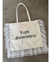 ロゴレースフリルトートバッグ