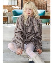 リボンタイミドルファーコート