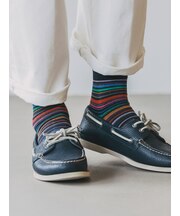 【Tabio MEN】カラフルマルチボーダーショートソックス