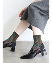 毛混フロントアザミフロートショートソックス