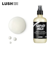 公式 LUSH スーパーミルキー ヘアプライマー ヘアミルク 洗い流さないトリートメント ミスト アウトバストリートメント ヘアケア ノンシリコン 保湿 しっとり 広がり抑える ダメージケア スタイリング 植物由来 ラッシュ