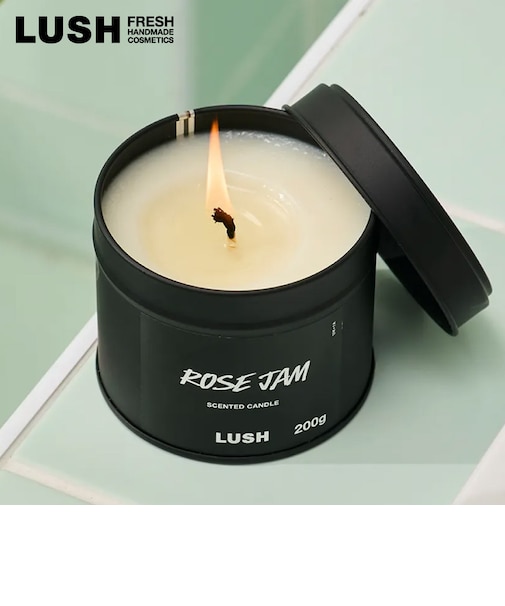 LUSH ローズジャム キャンドル 母の日 2026 限定 アロマ ローズ ゼラニウム レモン ヴィーガン コスメ ラッシュ 公式