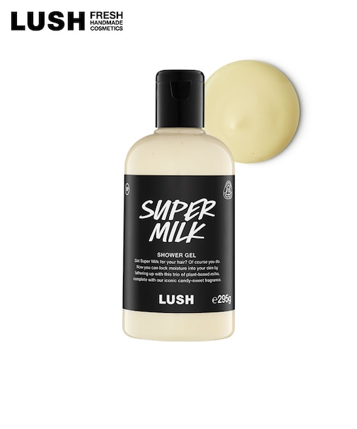 LUSH スーパーミルキー シャワージェル 285g ボディソープ ギフト プレゼント 甘い 香り アーモンド いい匂い いい香り 保湿 スキンケア 洗体 泡立ち 癒やし ラッシュ 公式