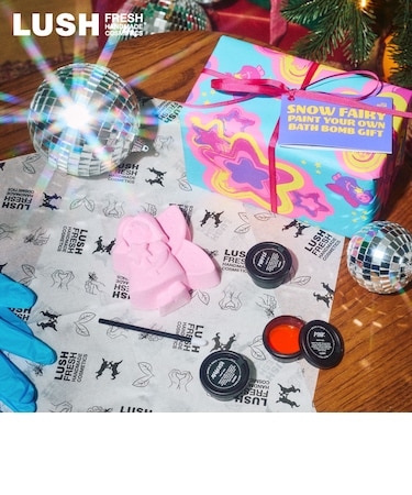 LUSH スノーフェアリー ペイント ユア オウン バスボム ギフト 入浴剤 お絵描き 工作 クリスマス 数量限定 プレゼント 甘い 香り 保湿 ラッシュ 公式