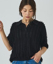 フリンジニットポロ