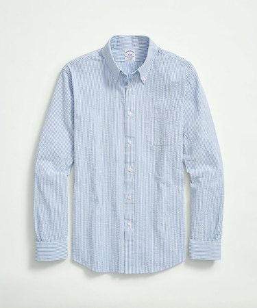 ストレッチコットン シアサッカー ストライプ カジュアルシャツ Regular Fit