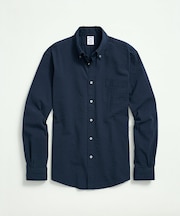 ストレッチコットン シアサッカー ソリッド カジュアルシャツ Regular Fit