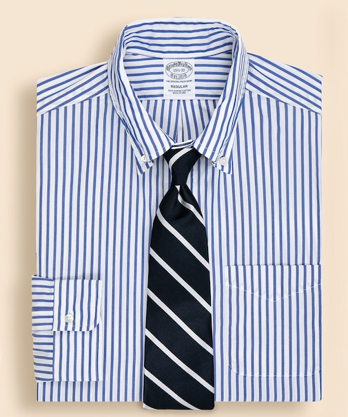 スーピマコットン ボールドストライプ ドレスシャツ Regular Fit Made in USA