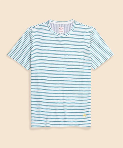 コットンジャージー スラブ GFロゴ ストライプ Tシャツ