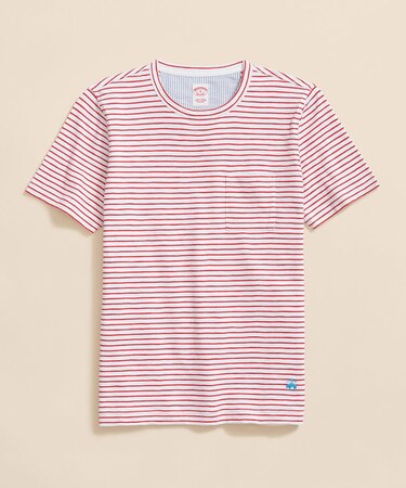 コットンジャージー スラブ GFロゴ ストライプ Tシャツ