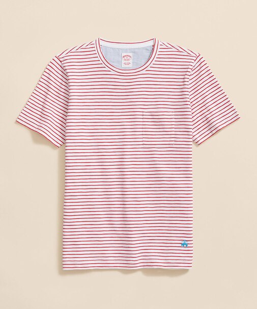 コットンジャージー スラブ GFロゴ ストライプ Tシャツ