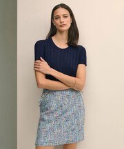 リネン ケーブル ショートスリーブセーター