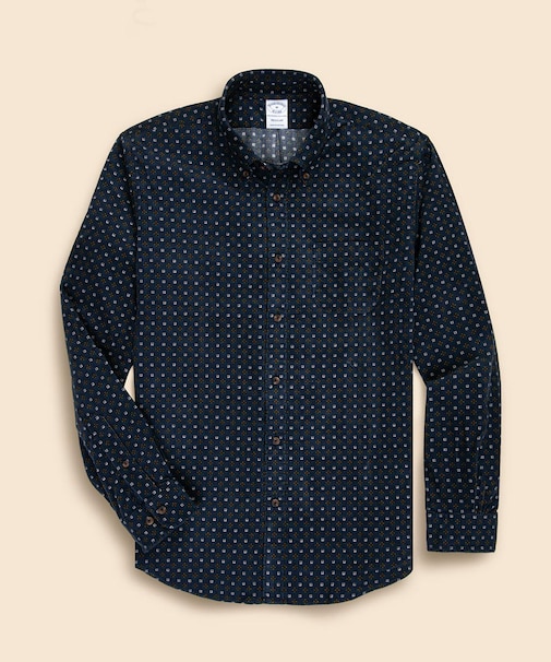 コットン 21-Waleコーデュロイ フーラードプリント カジュアルシャツ Regular Fit