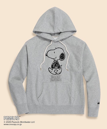 Brooks Brothers × PEANUTS コットンフレンチテリー スヌーピープリント フーデッド スウェットシャツ