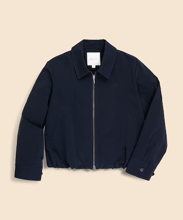 【Double B Collection】ポリエステル BBロゴ クロップド ジップブルゾン