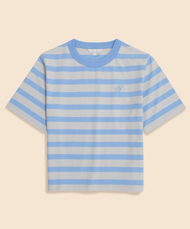 【Double B Collection】コットン　BBロゴ　マリナーストライプ　ヘビーウェイトTシャツ