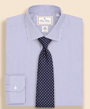 ラグジュアリー　コットンツイル　ストライプ　フレンチプラケット　ドレスシャツ　Regular Fit