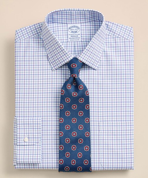 スーピマコットン ストレッチブロードクロス チェック ドレスシャツ Regular Fit