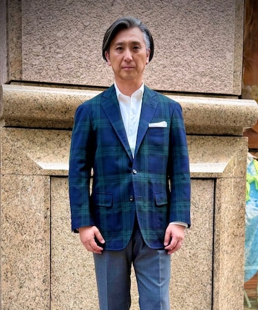 トロピカルウール ブラックウォッチ 段返り3釦ジャケット Traditional Made by RING JACKET