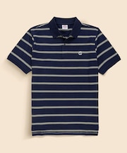 コットン ストレッチピケ GFロゴワッペン ストライプ ポロシャツ Original Fit