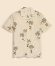 コットン/リネン パームツリーエンブロイダリー オープンカラーシャツ Regular Fit