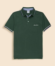 コットンストレッチピケ スクリプトエンブロイダリー ティップド ポロシャツ Slim Fit