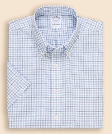 Brooks Brothers Explorer チェック ショートスリーブ ドレスシャツ Regular Fit