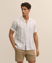 アイリッシュリネン ストライプ キャンプシャツ Regular Fit