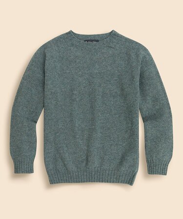 シェットランドウール サドルショルダー クルーネックセーター Made in UK